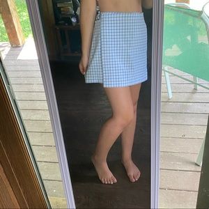 Blue plaid skirt